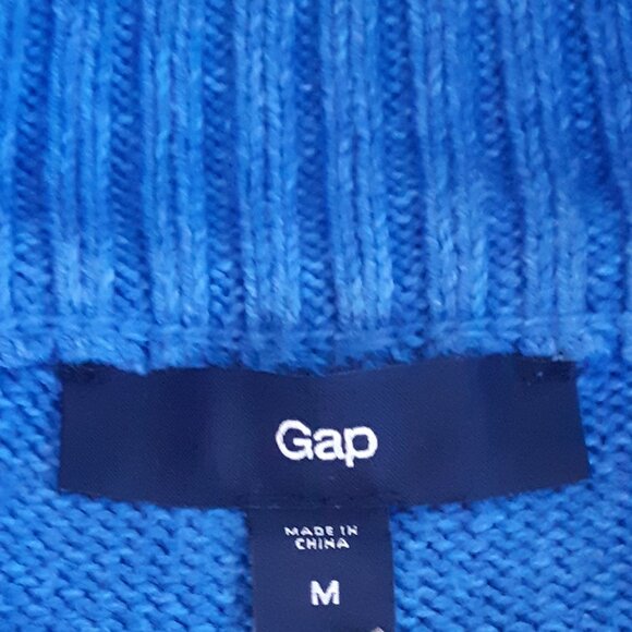 GAP SZ M Azure Blue 100% Cotton Quarter Zip Sweater - Picture 6 of 14